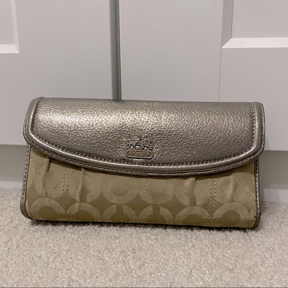 Gold Coach Clutch Wallet with removable checkbook